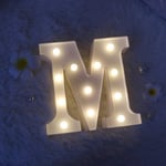 Qinwei LED-ljus, bokstavslampa, nattlampa, bröllopsdekoration, födelsedagsfest, juldekoration, hemdekoration, nummerlampa (bokstaven M)