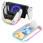 3in1 Charging Dock Stand w/ LED RGB Light for PS5 Controller/PS5 Portal Console