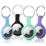Case for Airtag Holder 4 Pack with Key Ring, ThingsBag Air Tag Keyring Cover Compatible with Apple Tags, Silicone Keychain Itag Tracker Protective Cover Lightweight and Unti-Scratch for Luggage, Bags