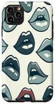 Coque pour iPhone 11 Pro Max Green Lips Kisses Kiss Marks pour femme et fille Motif rouge à lèvres