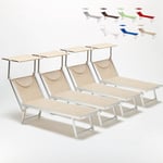 Beach And Garden Design - 4 transats de plage bain de soleil professionnels en aluminium Santorini Couleur: Beige