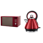 Russell Hobbs RHM2064R Heritage Digital 800w Solo Microwave, 20 Litre - Red & 21885 Legacy Quiet Boil Electric Kettle, 3000 W, 1.7 Litre, Red