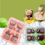 1X(Teddy Bear Shaped Ice Cube Mold Silicone for Whiskey Big Ice Tray with Lid 20
