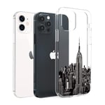 CasesByLorraine Compatible with iPhone 12 & iPhone 12 Pro Case 6.1 inch (2020 Release), NYC Skyline New York City Clear Transparent Flexible TPU Soft Gel Protective Cover for iPhone 12, iPhone 12 Pro