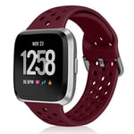 Vodtian Sport Watch Band Compatible for Fitbit Versa/Versa 2/Versa Lite/Versa SE/Versa Special Edition, Silicone Replacement Strap Compatible for Versa Smart Fitness Watch for Women Men (Dark Red)