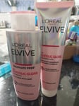 TWIN PACK L'Oreal Elvive Glycolic Gloss shampoo AND conditioner. FULL SIZE