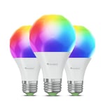 Nanoleaf Matter Essentials Lot de 3 ampoules LED E27 à intensité variable RGBW – Ampoules Bluetooth à changement de couleur, fonctionnent avec Google Apple, décoration de chambre et jeux vidéo
