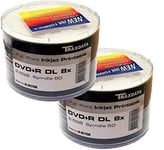 100 Traxdata DVD+R Double Layer DL 8x 8.5GB 240 minutes Ritek White Inkjet Blank Printable Dual Layer Discs Shrinkwrap