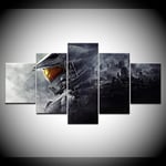 WENXIUF 5 Panel Wall Art Pictures Iron Giant,Prints On Canvas 100x55cm Wooden Frame Ready To Hang The Animal Photo For Home Modern Decoration Wall Pictures Living Room Print Decor