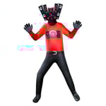 Skibidi Toilet Horror Game Cosplay Costume Performance Jumpsuit For Kids Boys Girls Tv Man Cameraman Halloween Carnival Fancy Dress Up 4-9 Years -a Audio man 8-9 Years