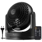 Woozoo, Ventilateur de bureau silencieux, puissant et portable, 23 m², Portée 15 m, Oscillation, Inclinaison verticale, Télécommande, Minuterie, Chambre à coucher-Iris Ohyama-Woozoo PCF-MKC18-Noir