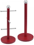 Matching Kitchen Roll Holder and Mug Tree Available in Black Red Cream Silver Purple (Red)