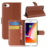 iPhone SE 3 5G (2022) / 2020 8/7 - Läderfodral plånbok Brun