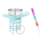 Royal Catering Sockervaddsmaskin - set LED-sockervaddspinnar och vagn 52 cm 1.200 Watt turkos