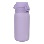 Ion8 Insulated Steel Water Bottle, 320 ml/11 oz, Leak Proof, Easy to Open, Secure Lock, Dishwasher Safe, Carry Handle, Hygienic Flip Cover, Metal Water Bottle, Durable Stainless Steel, Light Purple