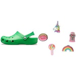 Crocs Unisex's Classic Clog, Grass Green, 12 UK Shoe Charm 5-Pack | Personalize with Jibbitz, Everything Nice, One Size