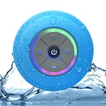JUSTOP Rainbow LED Bluetooth Shower Speaker With FM Radio, IP67 Portable Fully Waterproof, Hands-Free Speakerphone. Rechargeable Using Micro USB, Perfect Speaker for Golf, Beach, Shower & Home (Blue)