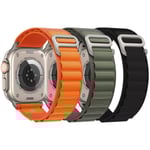 3-pack Kompatibelt med Apple Watch Ultra 42mm 44mm 45mm 49mm, Textil Loop Titan G-Hake Nylon Sport Armband för Iwatch Series 8/7/6/5/4/3/2/1/SE Herr