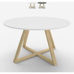 Ahd Amazing Home Design - Table basse ronde de salon et salle à manger au style scandinave 80cm Krize Couleur: Blanc