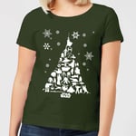 Star Wars Character Christmas Tree Women's Christmas T-Shirt - Forest Green - S