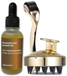Premium Hair Growth Oil + Scalp Derma Roller & Massager - with Rosemary Oil C...