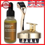 Premium Hair Growth Oil + Scalp Derma Roller & Massager - with Rosemary Oil, New