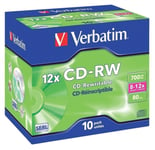 Verbatim CD-RW 700MB 80min 12x Hi Speed Jewel Case 10 Pack