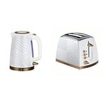 Russell Hobbs Groove Electric Kettle and Toaster Set, White