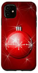 Coque pour iPhone 11 Décoration de boule de Noël rouge.