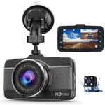 Claoner Dash Cams for Cars Front and Rear 1080P Full HD Dashcam, Dual Dash Cam with F1.8 Night Vision 170°Wide Angle 3 Inch IPS Screen Dashcams for Cars, Loop Recording, G-sensor, Parking Monitor
