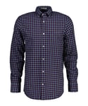 Gant Mens Regular Fit Twill Micro Multi Check Shirt in Blue Cotton - Size Small