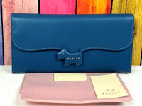 Radley Crest Blue Leather Large Matinee Purse Wallet New