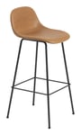 Fiber Bar Stool Tube Base With Backrest 75 cm - Cognac Refined Leather/Black