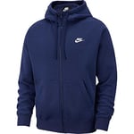 Nike M NSW Club Hoodie FZ BB Sweat-Shirt Homme Bleu (Midnight Navy/White), XL