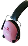 GDK PINK ELECTRONIC EAR DEFENDER, ELECTRONIC EAR MUFFS, 2 X MICROPHONES, FOLDING