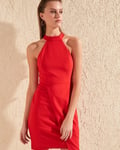 Trendyol Paris Mini Wrap Dress - Red - 34