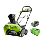 Greenworks 40V Cordless Snow Thrower & 40V 5Ah battery and 40V 4A fast charger