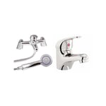 Bathroom Sink Tap Egham Set Designer Chrome & Bath Shower Basin Mixer & Filler