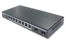 DIGITUS Routeur filaire L2 Managed Commutateur PoE Gigabit 8 Ports + 2 SFP 10/100/1000 Mbps, 86 W PoE Budget