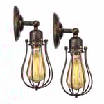Industriell vägglampa E27 lampskärm bur hängande lampa vintage taklampa armatur ljusstake dekoration retro inomhus vägglampa
