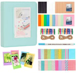 Anter Photo Album Accessories Compatible with Fujifilm Instax Mini Camera, HP Sprocket, Polaroid Zip, Snap, Snap Touch Printer Films with Film Stickers, Album & Frame (64 pocket, Ice Blue B)