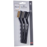 Harris Essentials Mini Wire Brush 3 Pack, Nylon, Steel & Brass, Black, 101064301