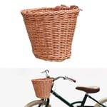 Home Holic Childrens Wicker Basket for Bicycle,Kids Front Handlebar Bike Basket, Traditional Small D Shaped Wicker Faux Leather Straps for Bicycle Handlebars (Brown)