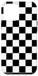Coque pour iPhone 13 Pro Max motif à damier d'échecs noir et blanc,