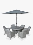 LG Outdoor St Tropez 6-Seater Round Garden Dining Table & Chairs Set with Parasol