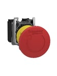 Schneider Electric Harmony nødstop komplet med ø40 mm paddehoved i rød farve med tryk/drej funktion og 1xno+1xnc, xb5as8445