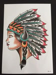 Tillfällig Tatuering 21 x 15cm - Native american woman