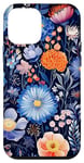 iPhone 12 mini Navy Blue Wildflower Garden Botanical Floral Pattern Case