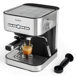 VonShef 15 Bar Espresso Machine - 2 Cup Coffee Maker, Barista Style & Stainless Steel with Pressure Pump, Milk Frother Foaming Wand & 1.5L Water Tank for Latte, Cappuccino, Americano & Flat White