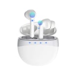Wireless Earbuds Headphones ZBC Bluetooth 5.0 Earphones in-Ear Touch Control One-Step Pairing Waterproof Noise Canceling Headset with Microphone and Charging Case for Android iPhone (White)